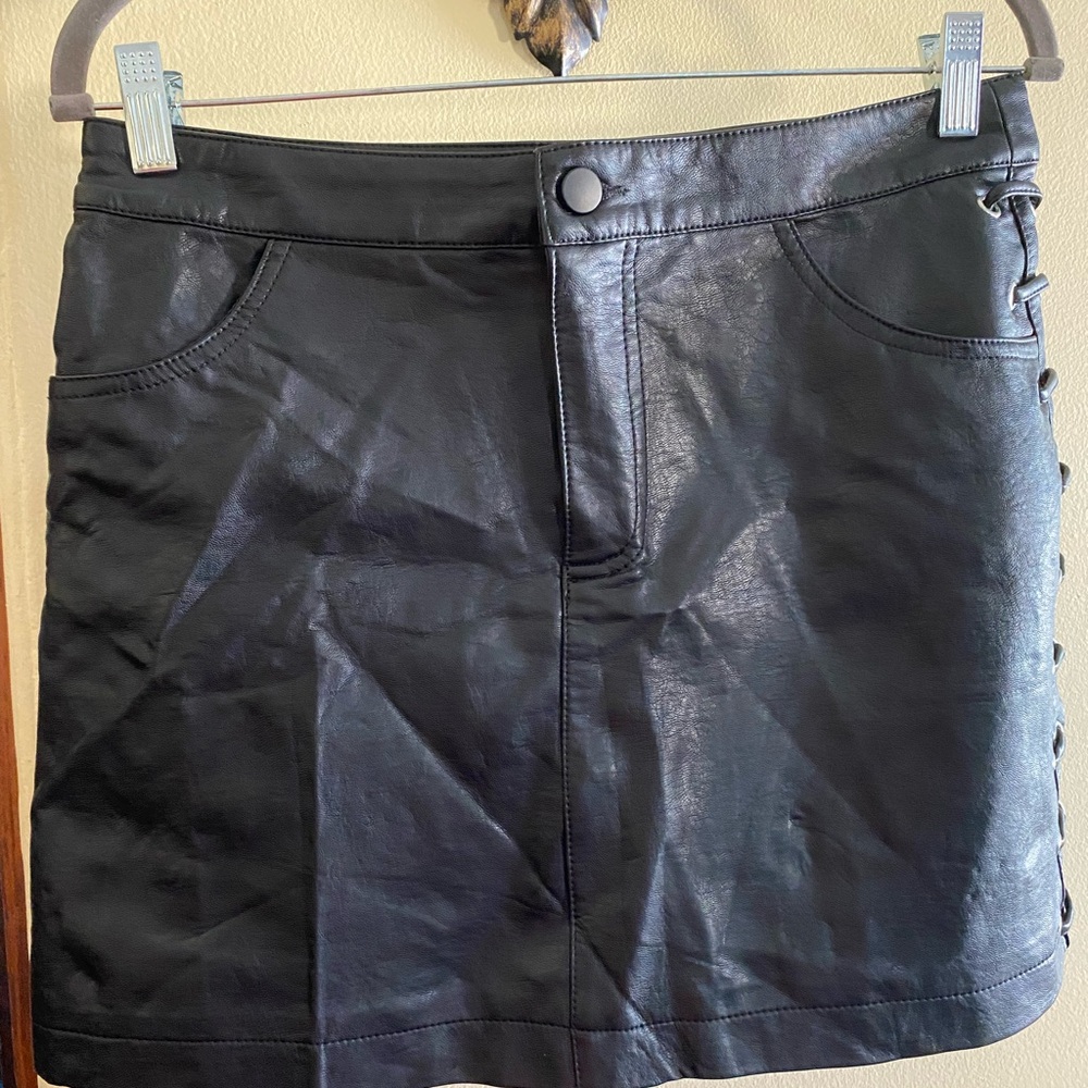 Forever 21 Faux Lace Up Vegan Leather Mini Skirt